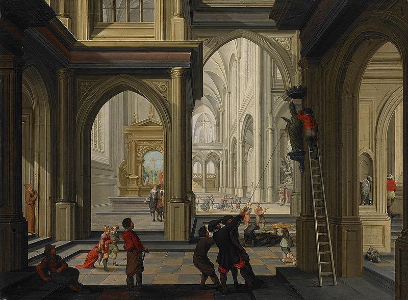 Dirck van  Delen Iconoclasts in a church Sweden oil painting art